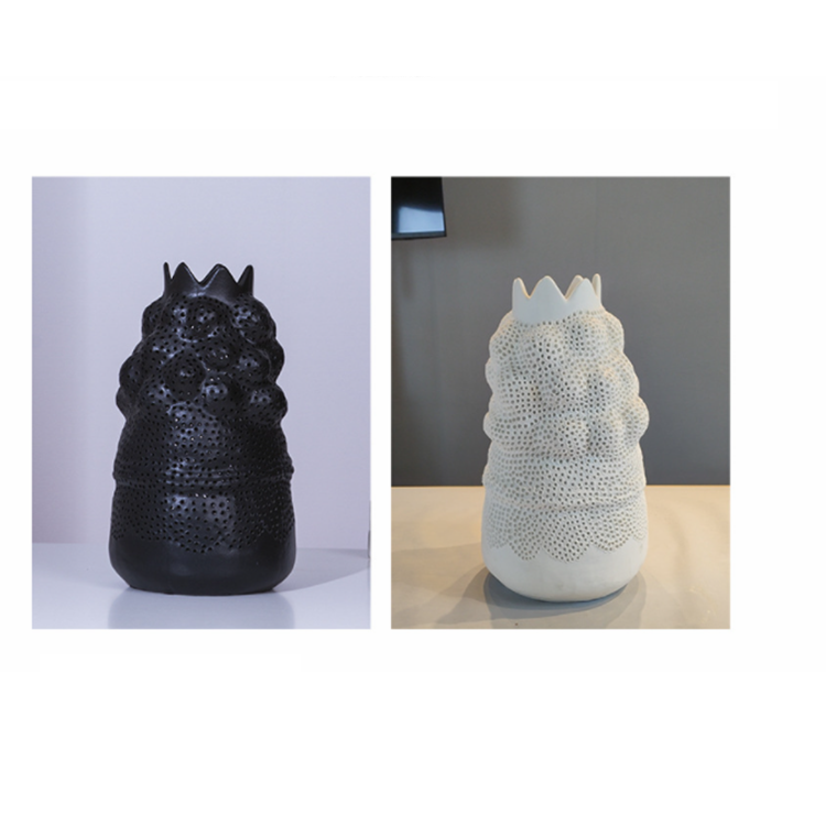 Hot selling craft flower arrangement pieces home living room table and chair irregular shape black ceramic vases