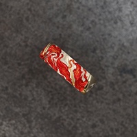 Anillo de Joyería de Acero Inoxidable Esmaltado Personalizado con Bisel de Cuarzo Azul, Diseño Floral, Chapado en Oro de 18K, Lujoso, Moderno y Vintage