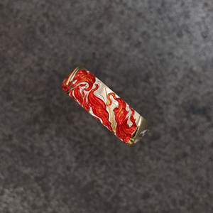 Custom Enamel Jewelry <b>Ring</b> with Blue Floral Design, 18K Gold Plated, Luxury Fashion Pendant <b>Necklace</b> for Women, Vintage Jewelry - Product Image 3