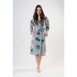 Frogy - Bata larga de lana para mujer, color gris melange, ropa de dormir suave con capucha, ropa informal - Product Image 6