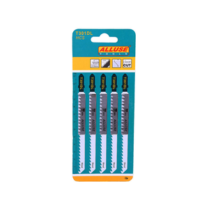 Alluse Lot <span class=keywords><strong>de</strong></span> 5 lames <span class=keywords><strong>de</strong></span> scie sauteuse T301DL HSS 6TPI HCS 110MM, surface en forme <span class=keywords><strong>de</strong></span> T, pour découpe polyvalente, épaisseur 1,5 mm, DIY OEM - Product Image 3