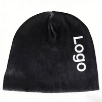 Vente en gros de bonnets sans bord en polyester personnalisés avec logo imprimé par sublimation, ajustés, unisexes, pour l'hiver, pour hommes et femmes