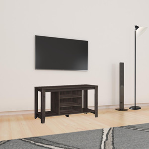 HMS 48 \ "marrone aperto scaffalature TV Stand di lusso moderno in legno e vetro Console elettrica per soggiorno o uso domestico - Product Image 2