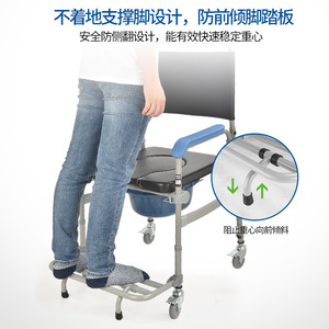 Wei Yikang Wheelchair <b>Commode</b> Chair Detachable Foldable 4 Height Adjustable With Soft Backrest And Anti Slip Armrests For - Product Image 5