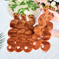 Prix de gros # 350 mèches de cheveux humains ondulés gingembre-orange, tissage brésilien vierge, 100 % non traité, qualité 12A, confectionné à la machine