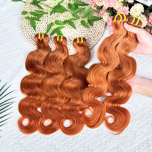 Prix de gros # 350 mèches de cheveux humains ondulés gingembre-orange, tissage de cheveux vierges brésiliens 100 % non traités, couleur gingembre - Product Image 5