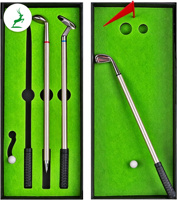Ensemble de stylos en alliage en forme de club de mini-golf avec logo personnalisé, mini-drapeau et balles - Jeu de golf de bureau pour événements professionnels