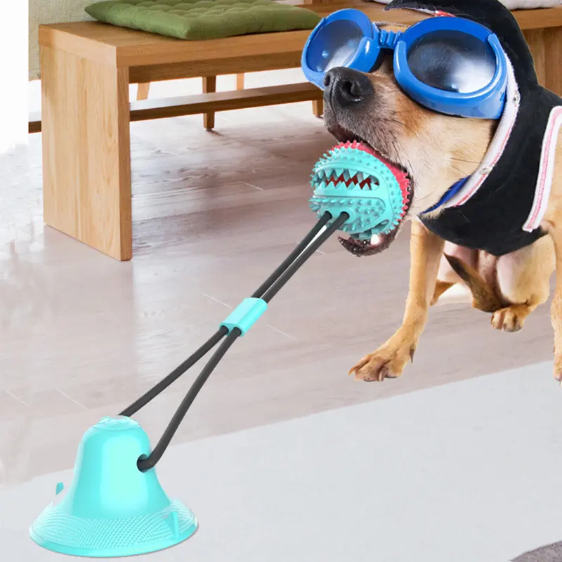 ของเล่นลูกบอลกัดแทะสำหรับสัตว์เลี้ยง,เครื่องมือทำความสะอาดฟันสุนัขแบบโต้ตอบสนุกพร้อมถ้วยดูด