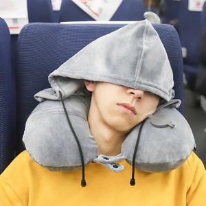 Almohada inflable con capucha en forma de U, 28x26x14cm, soporte para el cuello, almohada de viaje para uso en coche y avión - Product Image 1