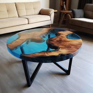 Tùy chỉnh quả óc chó tuyết tùng hoa đại dương đảo thiết kế sáng tạo Epoxy bên bảng Bàn cà phê hàng đầu - Product Image 2