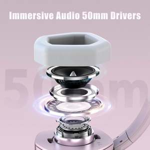 NUBWO G06 Auriculares inalámbricos duales para juegos con micrófono, auriculares ligeros en la oreja rosa con batería de 100 horas - Product Image 4