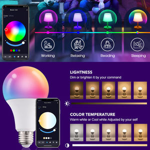Bombilla inteligente de aluminio con diseño creativo para decoración de interiores, Bombilla inteligente RGB E26 <span class=keywords><strong>E27</strong></span> B22 - Product Image 5