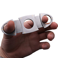 Cercle de poche en acier inoxydable argenté Double lame Accessoires pour fumeurs Petit coupe-cigare