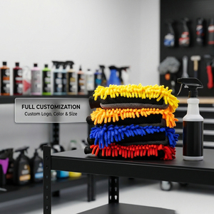 Gants <span class=keywords><strong>de</strong></span> <span class=keywords><strong>lavage</strong></span> <span class=keywords><strong>de</strong></span> voiture en microfibre <span class=keywords><strong>de</strong></span> qualité supérieure, personnalisés, en chenille, 18cm*25cm DuoLaFu - Product Image 2