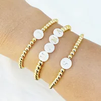 Bracelet de perles en acier inoxydable plaqué or 18 carats imperméable à l'eau sans ternissure bijoux élastiques personnalisés pour femmes