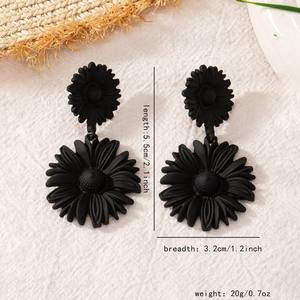 欧式女性碎花垂坠耳环时尚双菊花耳环 - Product Image 3