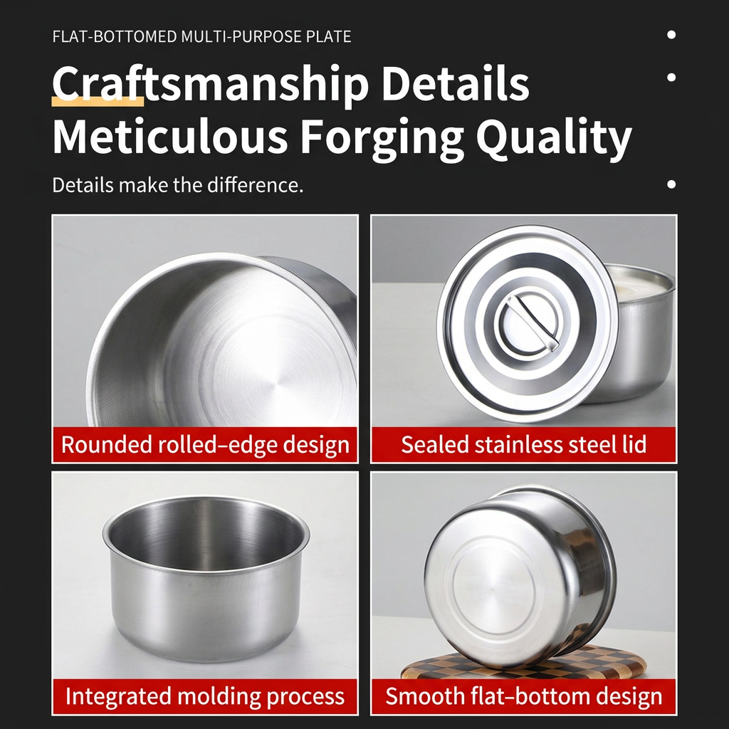 3 Pcs Stainless Steel Cooking Pot Household Multifunctional Set Basin Lid Rustproof Single Bottom Modern Simplicity Design · image 3