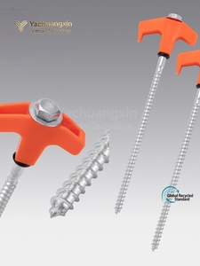 Piquets de tente avec poignées en plastique orange, clous de sol en spirale en acier inoxydable pour le camping en plein air, utilisables en toutes saisons - Product Image 2