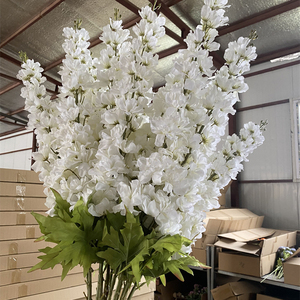 Fiori Artificiali di Delphinium Bianchi in Seta con Stelo <span class=keywords><strong>Lungo</strong></span> 120cm - Product Image 1