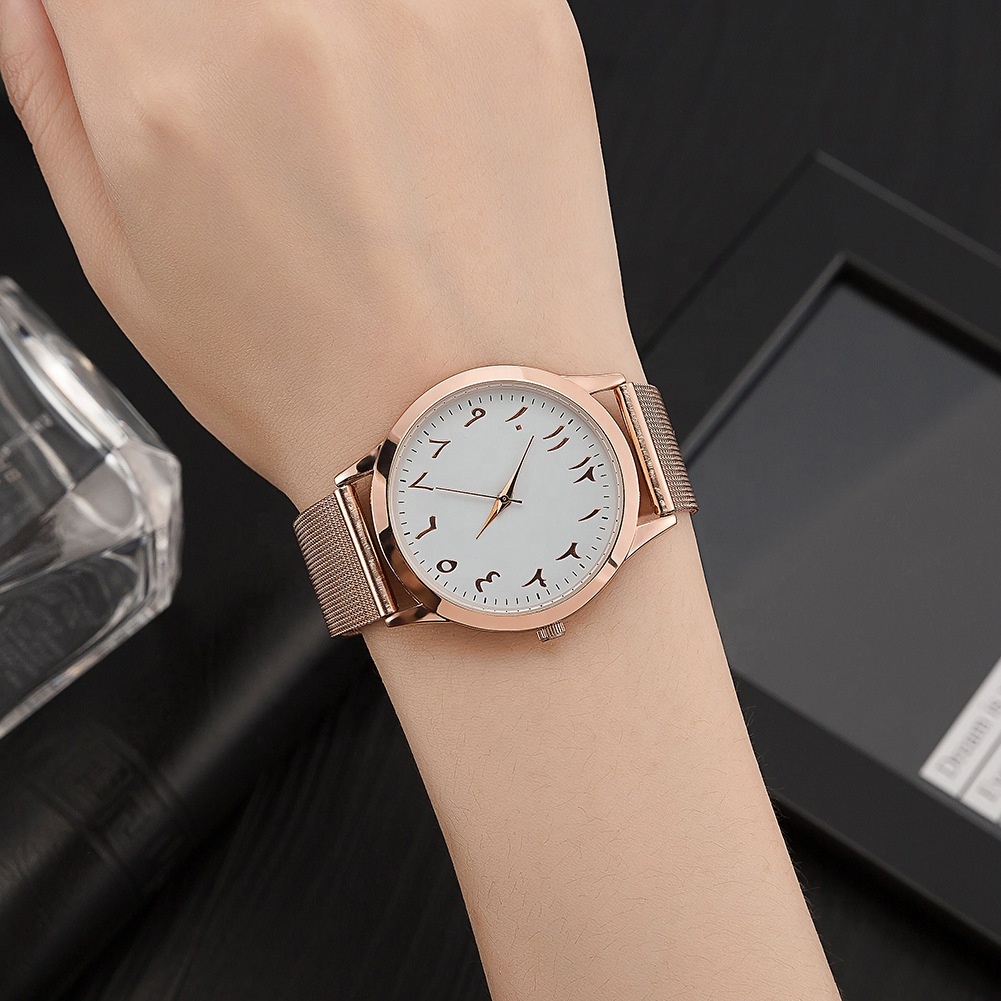 Minimalist Arabic Rose Gold www.Nuroco.com - Arabic Numbers Stainless Steel Watch* main image 2