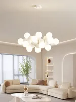 Lampe suspendue de style moderne italien 2025 pour salon, table à manger, restaurant, crème, nouveau lustre à piles