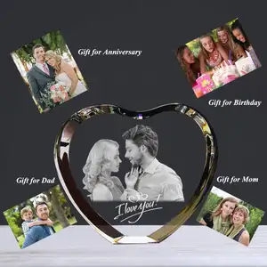 Factory Blank Wedding Gift Crystal Cube Custom color printing Photo Crystal Frame for family gifts