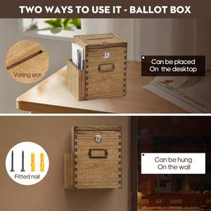 Caja de sugerencias de madera hecha a mano personalizada FSC BSCI, caja de colección de comentarios montada en la pared con cerradura - Product Image 5