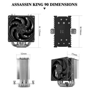 Thermalright Assassin King 90 V2 CPU enfriador <span class=keywords><strong>de</strong></span> aire 5 tubos <span class=keywords><strong>de</strong></span> calor AGHP Tochnology 92mm PWM ventilador silencioso - Product Image 6