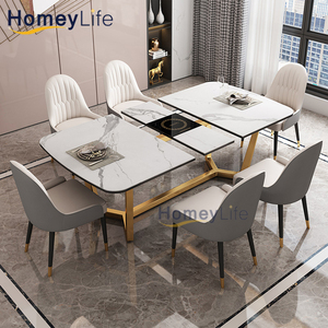 Mesa de <span class=keywords><strong>Comedor</strong></span> Moderna <span class=keywords><strong>Extensible</strong></span> de Mármol, Mesa Redonda, Juego de Mesa de <span class=keywords><strong>Comedor</strong></span> con <span class=keywords><strong>4</strong></span> <span class=keywords><strong>Sillas</strong></span> - Product Image 5