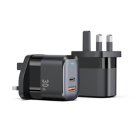 Adaptor ponsel 30W PD pengisi daya Logo kustom pengisi daya dinding USB A Tipe C adaptor perjalanan
