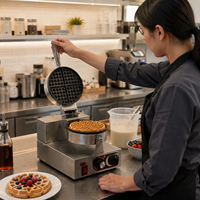 CUCINA Gaufrier Électrique Professionnel en Acier Inoxydable 1000W à Tête Unique 110V/220V pour Restaurant