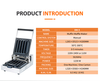 Machine professionnelle électrique à gaufres et muffins, 5 emplacements, pour hot-dogs sur bâtonnets, idéale pour les usines de snacks, 220V/110V