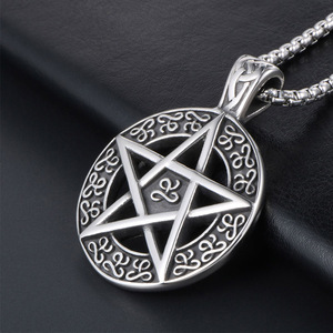 <b>Titanium</b> Steel Five Pointed Star Pendant Necklace Men Retro Korean Style Fashion Jewelry SP452 - Product Image 3