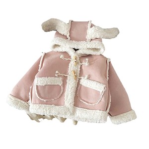 Manteau d'hiver en fourrure pour filles 80-130 cm, en daim, cardigan épais en peluche, boutons en corne, rembourré et chaud, vente en gros de vêtements pour enfants - Product Image 3