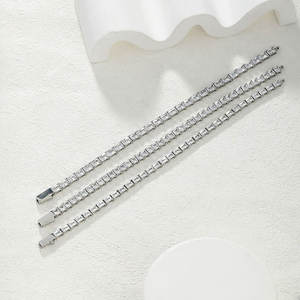 Pulseras de <span class=keywords><strong>Tenis</strong></span> de Acero Inoxidable 316L <span class=keywords><strong>con</strong></span> Circonita, Estilo Hiphop, Resistentes al Deslustre, Impermeables, Lindas y Delicadas para Hombres y Mujeres - Product Image 2