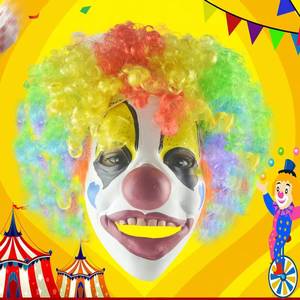 Máscara de Payaso para el Festival de los Fantasmas, Accesorios de Disfraces, Máscara de Látex Aterradora para Adultos y Niños con Peluca para Disfraces de Halloween, Fiesta, COS, Espectáculo de Bar, Impresa - Product Image 2