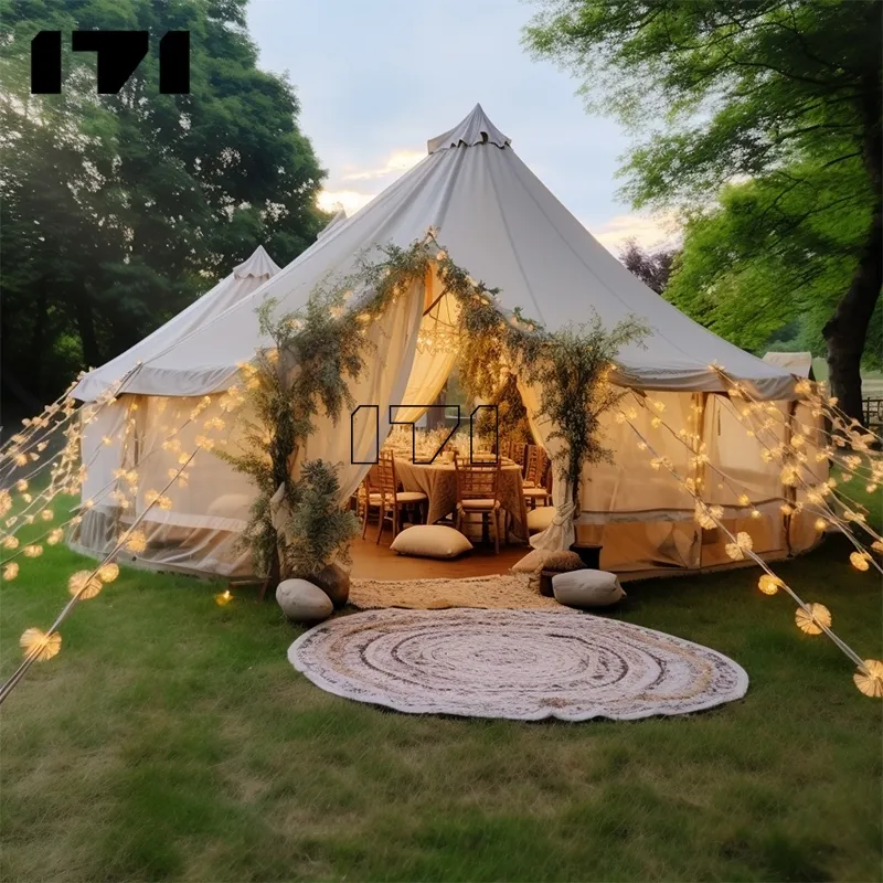Tenda de glamping luxuosa para exterior, barraca de 4 estações, yurt Bell, com tpu