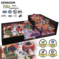 Equipo de juegos interior personalizado: andamio rojo, tobogán multinivel rosa, piscina de bolas, carusel HAPPY BOWLING, trampolín |   FEC para Niños