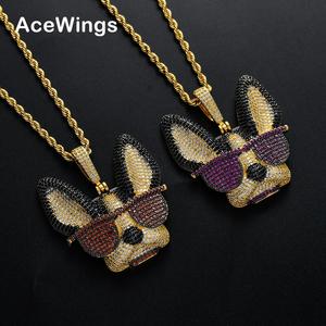 Colar Hip Hop Iced Out com Pingentes Grandes de Latão Banhado a Ouro CN137 e Zircônias Cúbicas, Joia de Festa para Homens e Mulheres, Presente - Product Image 2