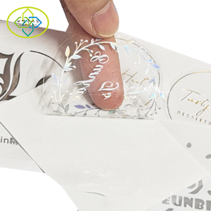 Autocollant de logo circulaire de Laser d'arc-en-ciel personnalisé d'étiquette auto-adhésive d'estampage à chaud transparent - Product Image 1
