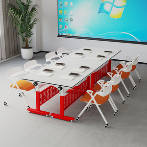 In hoogte verstelbaar sta-bureau, kantoormeubilair, vergadertafel, schooltafel, modulair verstelbaar opklapbaar trainings-tafel - Product Image 6