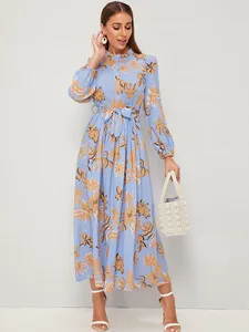 Lancai <span class=keywords><strong>Robe</strong></span> portefeuille décontractée élégante à manches longues et imprimé floral de haute qualité pour femmes <span class=keywords><strong>Robe</strong></span> portefeuille <span class=keywords><strong>longue</strong></span> - Product Image 4