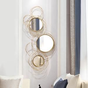 Specchi Decorativi Rotondi in Metallo, Arte di Lusso per Interni, Decorazioni Artigianali da Appendere a Parete - Product Image 4