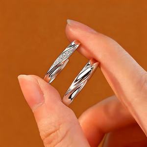 Anillos de plata s925 clásicos para parejas, con diamantes de moissanita, en oferta. - Product Image 6