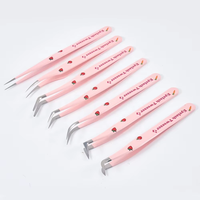 Applicateur de faux cils en acier, en forme de L à 45 et 90 degrés, pour extensions de cils, marque privée, vente en gros, pince à cils à pointe en fibre