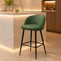 Tabouret de bar pour îlot de cuisine, bar à petit-déjeuner ou bar de pub, avec base noire mate résistante à l'usure, hauteur fixe, coussin souple et garantie commerciale