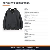 Sweat-shirt à capuche surdimensionné à épaules tombantes avec logo personnalisé OEM, marque privée, pour homme, en coton mélangé, doublé de polaire, pull d'hiver