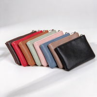 Porte-monnaie mini personnalisé en cuir PU pour femme, avec logo estampé à chaud, grain de galet, fermeture éclair, petit portefeuille pour cartes, idéal pour un cadeau