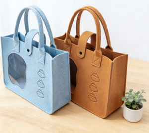 Bolsa de Mano de Fieltro Reutilizable Ecológica de Gran Capacidad con Cierre de Cremallera y Logotipo Personalizado para Viajes y Regalos - Product Image 2