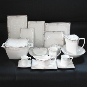 मध्य पूर्व चीनी मिट्टी के बर्तन का सेट 6 लोगों का उपयोग 66 पीसी नई हड्डी चीन पूर्ण decal गोल्ड डिजाइन सिरेमिक डिनर सेट - Product Image 6